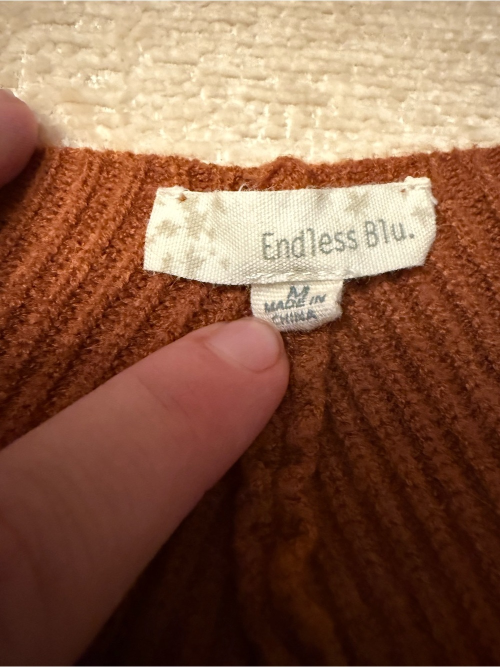 Rust Off-Shoulder Ribbed Sweater - Picture 3 of 3